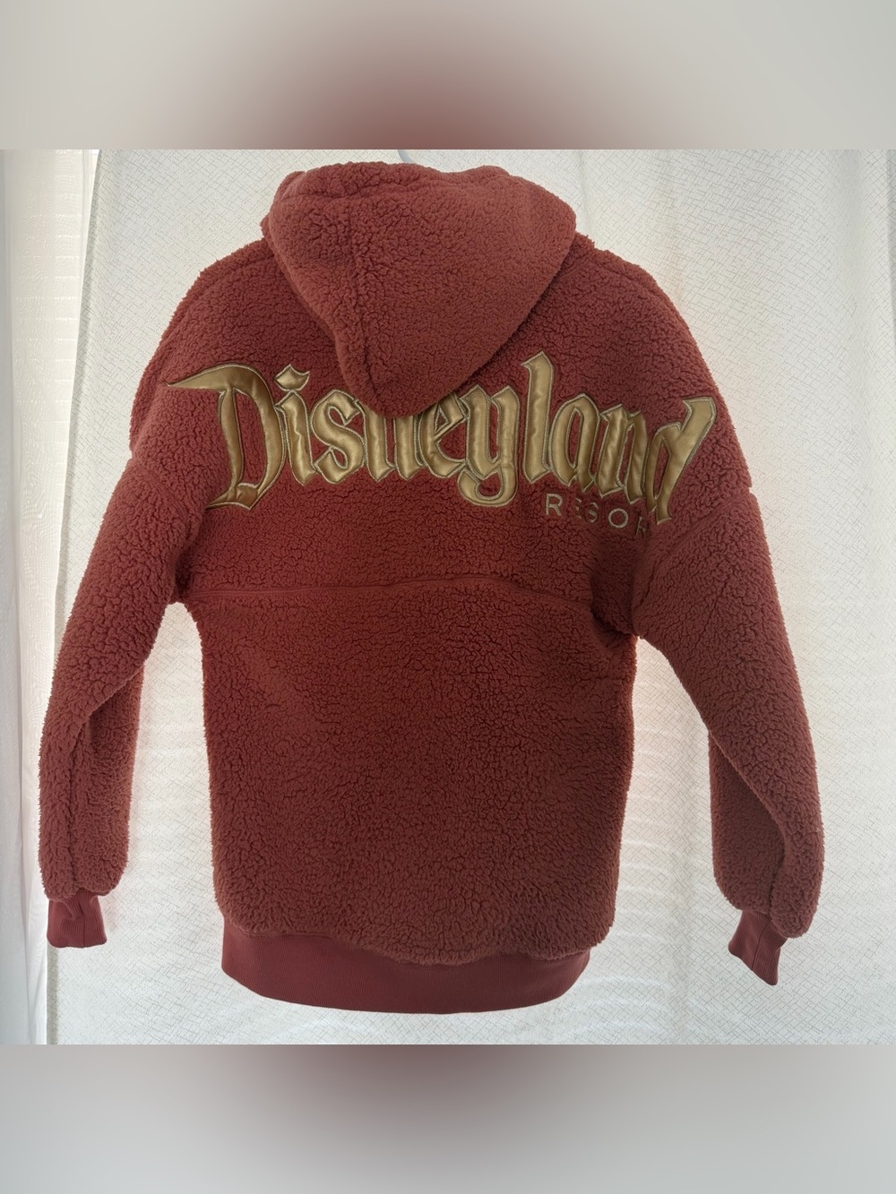 Disney Burgundy Sherpa Hooded Jacket with Gold Logo